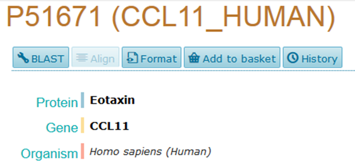 Eotaxin/CCL11 in UniProt